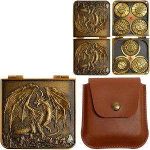 Varaict 7-in-1 접이식 스피너 메탈 DND 주사위 세트 가죽 가방이 포함된 포켓 플립 TTRPG 선물용 D4 D6 D8