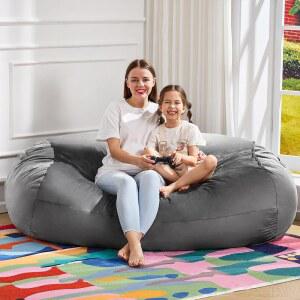 Hobestluk 4피트 빈백 의자 대형 빈백, 탈착식 커버 의자, 휴대용 손잡이 디자인 (그레이, 4피트)