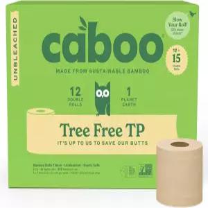 카부 트리 프리 표백 화장지 플라스틱 포장 정화제 안전 화학물질 무독성 2겹 더블 롤 12개 팩 롤당 300매