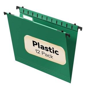 NORDUN 플라스틱 걸이 파일 폴더 글자 크기, 12팩 강화 헤비 듀티 폴더, 튼튼한 캐비닛 탭이 있는 녹색 캐비닛용