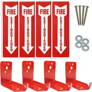 4팩 범용 소화기 브래킷 및 4개의 안전 스티커 표지판 건조 화학 물 소화기용 마운트 5~20파운드
