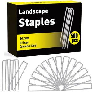 홍웨이 500팩 조경 관개용 스테이크 방지 잡초 듀티 11게이지 6인치 차단 가든 녹 야드 핀, 호스 스테이플스 펜스 인조 소드 튜브 스테이크용 잔디용 직물 헤비