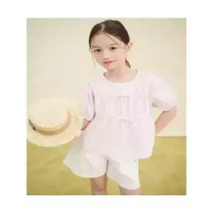beanpolekids1 러블리 빙키 걸즈 퍼프 반소매 페플럼 블라우스 라이트 핑크 (BI5465G03Y)