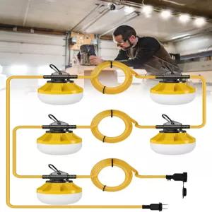 하이퍼라이트 건설 스트링 조명 50피트 5개 전구 작업 조명과 클라이밍 훅 - IP65 방수 연결형 LED 산업용
