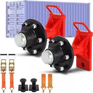 2 PCS 배송 컨테이너 휠 키트 - 헤비 듀티 6 러그 캐스터 산업용 등급 액세서리 이동식 20-40피트
