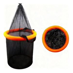 페르세이 접이식 플로팅 낚시 바구니, 휴대용 나일론 메시 그물, 가재와 살아있는 미끼를 위한 고무 코팅 미니노우 버킷 보관 케이지