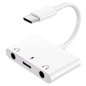 UWECAN USB C ~ 3.5mm 오디오 어댑터, 3 in 1 Aux 헤드폰 스플리터 듀얼 잭 및 PD 60W 고속 충전, 15 16, 갤럭시 S22 S21 /노트 20, 픽셀 4 XL, 화웨이 등에 호환 가능