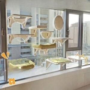 창문캣타워 캣워크 원목 해먹 고양이호텔 인테리어 둥지 벽타워 N74 소형 스크래쳐 겸용