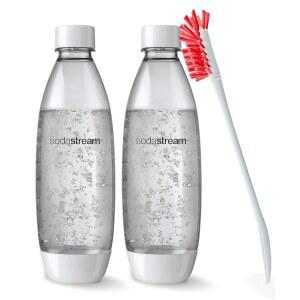 소다스트림 소스 2팩 오리지널 화이트 탄산염 재사용 물병 1리터 BPA 프리 핏 - 플레이, 소스, 파워, 스피릿 및 피지 소다 메이커