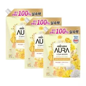 샤프란 아우라 섬유유연제 리필 1.7L 미드나잇골드 X 3개