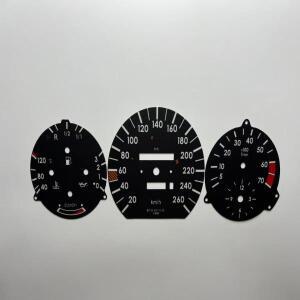 메르세데스 벤츠 가솔린 W126 S 클래스 계기판 오버레이 게이지 페이스 7000RPM 속도계 다이얼
