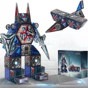 리틀 파이 마그네틱 타일 메가봇 58 PCS 검과 방패를 갖춘 영웅적인 변신 로봇 3세 4세 5세 6세 7세