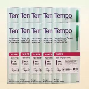 템포 내추럴 순면 탐폰 슈퍼 8p X 10팩생리대 여성 대형 안심 안전 체내형 레귤러