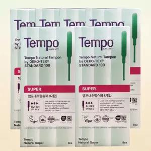 템포 내추럴 순면 탐폰 슈퍼 8p X 6팩생리대 여성 대형 안심 안전 체내형 레귤러