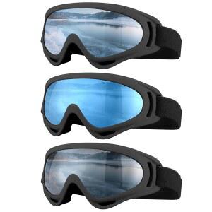 남자 6야드 스키 고글, 오토바이 고글, 스노보드 스노우고글 3팩 남성용