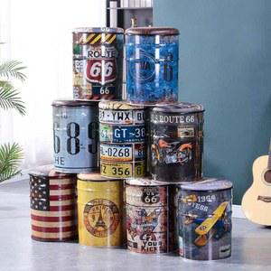 드럼통 의자 깡통 철드럼통 오렌지 47x33 업소용 레트로 포장마차 원형스툴 검은색