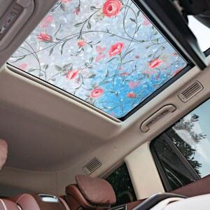 비버 스테인드 빈티지 선루프 선섀도 필름 정적 클링 비닐 3D 데칼로 자동차 장식용 자외선 차단 문루프 및 측면 창문, 자동차 캠핑 액세서리(16.9 x 39.4 인치, 로즈)