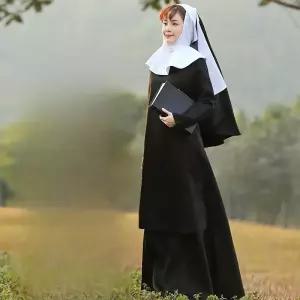 수녀 코스프레 할로윈 의상 사제복 핼로윈파티 코스튬 선교사 성직자 수도복