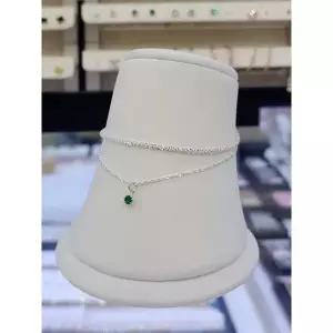 [하프클럽/파이치치]파이치치 세이브존05 925실버 에메랄드 두줄 발찌 SS1159