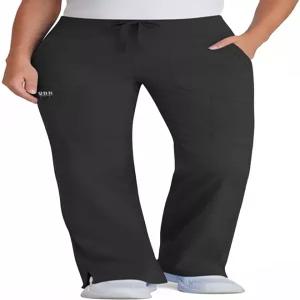 QBK 요가 스크럽 팬츠 여성 - 하이 웨이스트 스트레이트 와이드 레그 유니폼 바지 카고 포켓 주름 방지 및