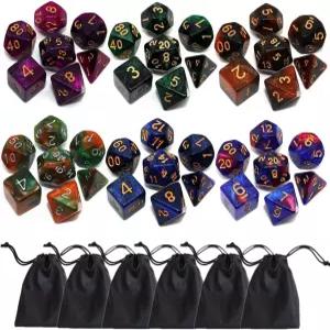 다면체 DND 주사위 세트6 팩 더블 컬러 성운 세트 던전 앤 드래곤 D 롤플레잉 게임 RPG D4 D6 D8 D10 D12