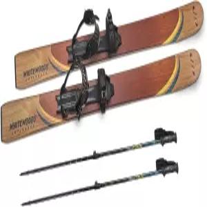 화이트우드 아웃랜더 139cm 크로스 컨트리 스키 세트 스노우슈 그립 노르딕 글라이드 브라운