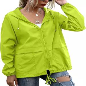 페시온 여성용 방수 레인코트 경량 레인 재킷 후드 바람막이 야외용 포켓 포함