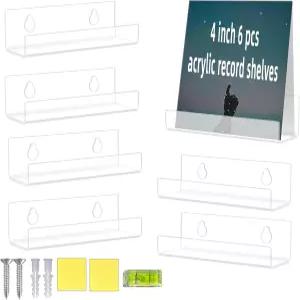 XIAN YXWO 6팩 투명 비닐 레코드 선반 벽걸이 아크릴 앨범 홀더 디스플레이 보이지 않는 저장 CD 홈