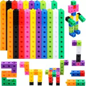 HSDAV 200개 수학 연결 큐브 - 카운팅 스냅 블록 초기 및 건설용 조작품 유치원 홈스쿨용 교육용 장난감을