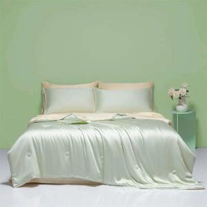 여름 새틴 실크 담요 얼음 냉각 누비 이불 럭셔리 침구호환 싱글퀸킹 사이즈 솔리드 컬러