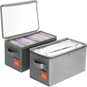 요요부 DVD 보관함 ？ 투명 PVC 뚜껑이 있는 케이스 25개의 표준 케이스를 위한 선반 정리함 접이식 및 스택