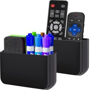 프리윈도 마그네틱 리모컨 홀더 벽걸이, 2팩 TV 냉장고용 펜 홀더, 화이트보드 마커, 사물함 정리함, 사무실 정리함(블랙)