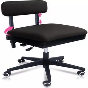 바퀴와 조절 가능한 등받이가 있는 핑크 파워 재봉 의자 - 공예 퀼팅 아티스트를 위한 유압 암리스 기계