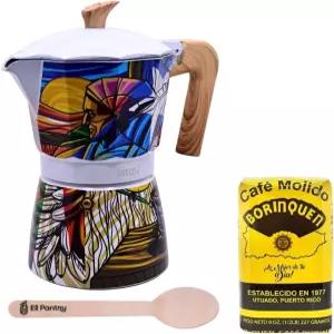 엘 팬트리 푸에르토리코 그레카 데 카페 선물 세트 보리쿠아 아트 스토브탑 커피 메이커 모카 포트 정통