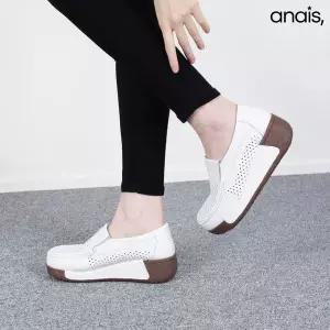 [아나이스] 소가죽 펀칭 통굽 로퍼 5cm_26S079