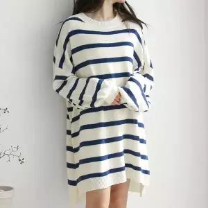 [유야]여성 단가라 긴팔 트임 니트 미니 원피스 -EOP0304- 빅사이즈 루즈핏 오버핏 봄
