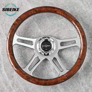 14인치 클래식 4 스포크 우드 스타일 스티어링 휠  레트로 자동차