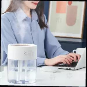 탁상용 분무기 원통 투명 수조 사무실 책상 무드등 조명 건조예방 실내 공기순환