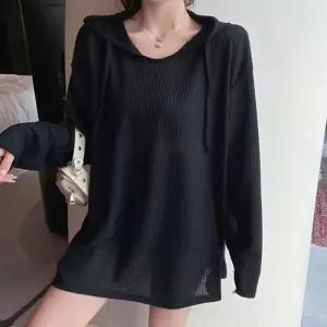 [라일리여성의류] Rly 시스루 루즈핏 여성 긴팔 티셔츠 후드 롱티셔츠