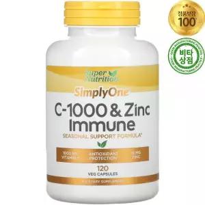 슈퍼뉴트리션 심플리원 C-1000  아연 징크 이뮨 120정 비건 Zinc Immune