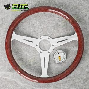 JDM  클래식 우드 스타일 울프스부르크 스티어링 휠 14인치 빈티지 자동차 스포츠