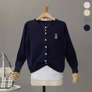 [모노시크] 르조이 데일리 베어 패치 니트 가디건_MNKT304