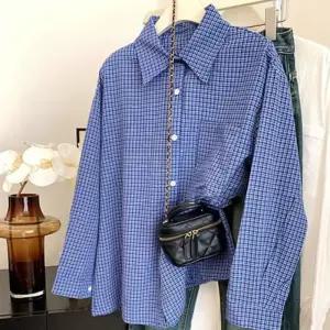 [라일리여성의류] Rly 잔체크 빅카라 셔츠 여성 오버핏 남방