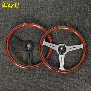 14인치 클래식 빈티지 우드 그레인 스티어링 휠 JDM 개조 스포츠 울프스부르크