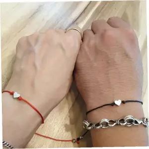 하트 매듭 팔찌 발찌겸용 커플 소원 성취 원사 끈 조절 가능 손목 발목 장신구