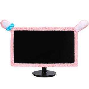 리마그 부활절 20-29인치 귀여운 컴퓨터 모니터 커버 토끼 귀 털 탄력 먼지 핑크 프로텍터 액세서리 노트북 TV LCD 화면 장식 발렌타인데이 태블릿용