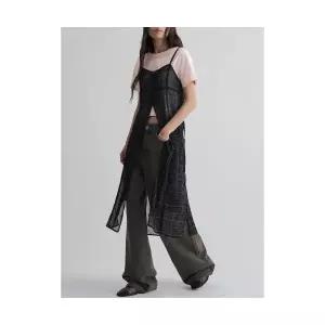 매장정품 에잇세컨즈 8SECONDS 체크 슬리브리스 롱 원피스 블랙 165871AY15 595595