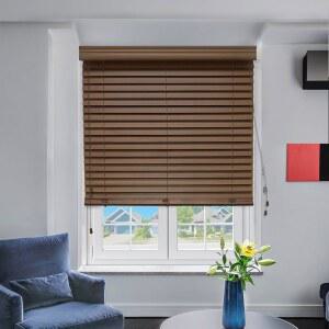 치콜로지 리얼 우드 블라인드 / 창문 수평 2인치 베네치아 슬랫, 우드, 가변 조명 제어 - 헤이즐넛, 36인치 X 64인치