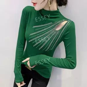 여성 줌바 화려한 댄스복 상의 라틴 댄스 스포츠 밸리 슬림 댄스티 사교 보급형 라인 연습복