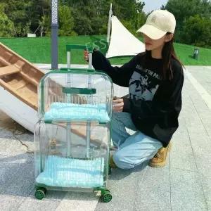 고양이 여행용 켄넬 강아지 기내용 가방 투명케이지 이동용